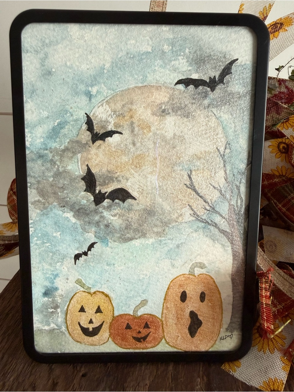 Hand crafted Halloween watercolor in 4x6 frame - Picture 3 of 5